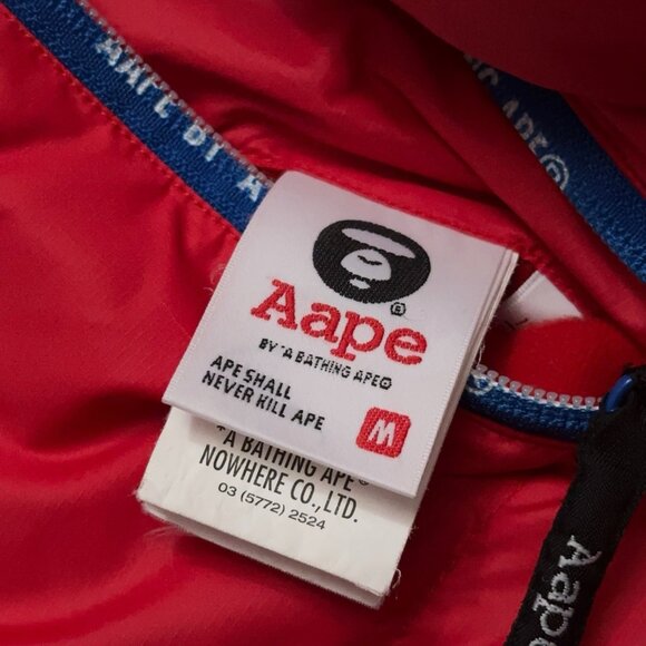 Bathing Ape Bape Aape Jacket Mens M Puffer Down Feather Reversible Camo Red - Picture 9 of 10